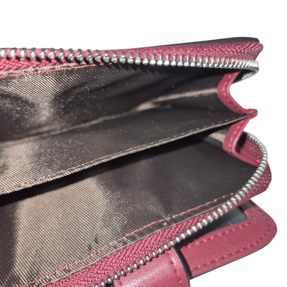 Bostanten Rozenn Mulberry Full Grain Leather Bi-Fold Wallet Zip Around RFID - Picture 8 of 8